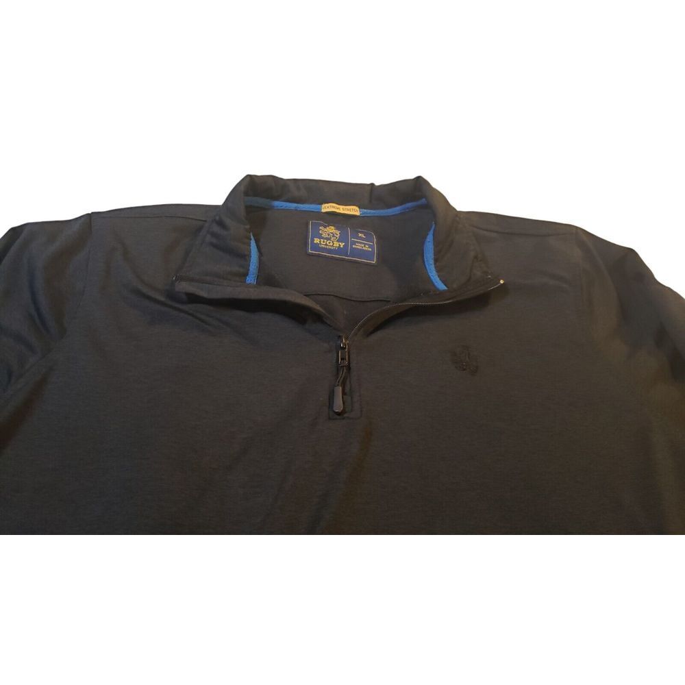 Rugby University Pullover Men's XL Black 1/4 Zip Heather Knit‎ Extreme Stretch